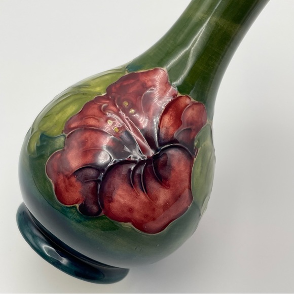 Moorcroft Pottery Green Hibiscus Vase, 6.5", - Picture 7 of 7